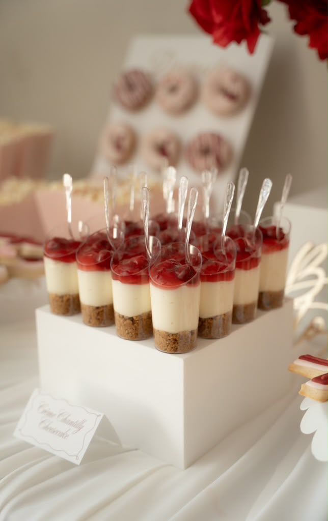 Chantilly cheesecake shooters at a Kabul Kitchen catered event Ajax Ontario